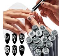 Hiemible Nail Design Stamp, Stamping Pens - Doodles Kit with Different Patterns Design Tools Professional Manicure Set for Women, Girls, Home Salon