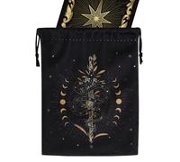 Hiemible Tarot Card Pouch - Soft Velvet Jewelry Pouches with Drawstrings,Portable Printed Organizer for Jewelry Crystal Rune Spiritual Items Divination Supplies Altar Precious Accessories