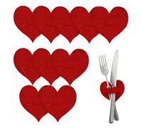 Hiemible Utensil Holder - 10 Piece Heart Flatware Bags - Felt Flatware Holder,for Valentine Dinner Birthday Mother's Day Engagement