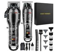 Hiena Pro Hair Clippers Men + T Liners Hair Trimmer Set, Barber Cordless Professional Clippers for Hair Cutting with Led Display, Gifts for Men
