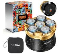 HIENA PRO Men's Bald Razor, 6D Magnetic Floating Head Bald Razor, Head Shaver, Bald Waterproof Head Razor, Men, Rechargeable Type-C Head Shaver Men with LED Indicator (Gold)