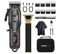 HIENA PRO Professional Hair Clipper Set for Men - Cordless & Wired, 5 Guard Combs, Titanium Blades, Long-Life Battery & Premium Storage Bag | All-in-One Home Barber Kit (Black16)