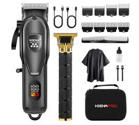 HIENA PRO Professional Hair Clipper Set for Men - Cordless & Wired, 5 Guard Combs, Titanium Blades, Long-Life Battery & Premium Storage Bag | All-in-One Home Barber Kit (Black17)