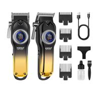 HIENA PRO Professional Hair Clippers for Men Cordless Clippers for Men Hair Cut Hair Clippers for Barber USB Rechargeable Haircut Machine with LED (Gold)