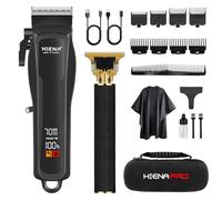 HIENA PRO Professional Hair Clippers for Men, Cordless Hair Clipper for Barber Clippers and Trimmer Set LED Display Haircut Set for Home/Barbershop, Rechargeable for Men (Black5)