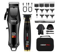 HIENA PRO Professional Hair Clippers for Men, Cordless Hair Clipper for Barber Clippers and Trimmer Set LED Display Haircut Set for Home/Barbershop, Rechargeable for Men (Black2)