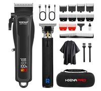 HIENA PRO Professional Hair Clippers for Men, Cordless Hair Clipper for Barber Clippers and Trimmer Set LED Display Haircut Set for Home/Barbershop, Rechargeable for Men (Black3)