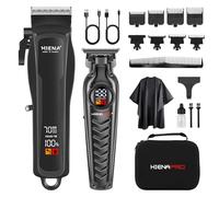 HIENA PRO Professional Hair Clippers for Men, Cordless Hair Clipper for Barber Clippers and Trimmer Set LED Display Haircut Set for Home/Barbershop, Rechargeable for Men (Black2)
