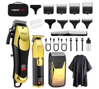 HIENA PRO Professional Hair Clippers for Men, Cordless Hair Clipper for Barber Clippers and Trimmer Set LED Display Haircut Set with Foil Shaver for Home/Barbershop, Rechargeable for Men (Gold)