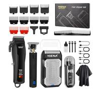 HIENA PRO Professional Hair Clippers Men, Complete Barber Kit, Cordless Hair Clippers, Beard Trimmer, Aluminium Foil Shaver and Nose Hair Clippers Type-C Rechargeable Barber Clippers with LED Display