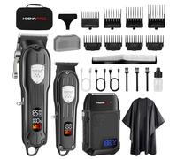 HIENA PRO Professional Hair Clippers Men, Cordless Hair Clipper for Barber Clippers and Trimmer Set LED Display Haircut Set with Foil Shaver for Home/Barbershop, Rechargeable for Men (Black)