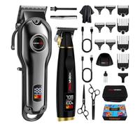 HIENA PRO Professional Hair Clippers Men Cordless Hair Clipper Set for Barber Kit Electric Hair Clipper and Trimmer Set Full Barber Clipper Set with LED Display