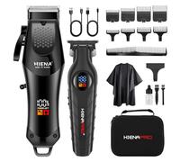 HIENA PRO Professional Hair Clippers Men Electric Hair Clipper Set for Barber Kit Hair Clipper and Trimmer Set Full Barber Clipper Set with LED Display (Black)