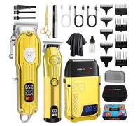 HIENA PRO Professional Hair Clippers Men, Full Hair Cutting Kit Clipper Trimmer and Foil Shaver Set Cordless Hair Clipper for Barber Kit with LED Display
