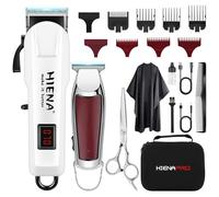 HIENA PRO Professional Hair Clippers Set for Men, Cordless Electric Barber Clipper Berad Trimmer Set, Hair Cutting Machine Full Kit, USB Rechargeable Clipper Set for Barbers with LED Display