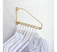 Hiendure Folding Clothes Hanger Gold Brushed Drying Clothes Rack Wall-Mounted Space Saver for Laundry Room Closet, Brass, 12 Inch