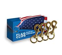 Hieno Supplies Flag Clips for Rope 4-Pack - Durable 3.2" Bronze Brass Snap Clip with Swivel Eyelet - Best for Flag Poles with Halyard Rope - 4 PCS Flag Pole Clips