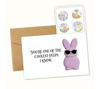 Hieprints Cute Bunny Easter Card for Him Her, Peeps Pun Easter Card for Peeps Lover, Funny Birthday Card for Rabbit Lover, Easter Card for Friends Family, You’re One of the Coolest Peeps