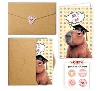 Hieprints Graduation Congratulations Greeting Card, Nice Cap Graduation Card, Funny Capybara Graduation Card with Mortarboard, Cute Animal Pun Grad Card, Single 5.3''x 8'' Folded with Envelope