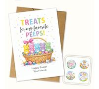 Hieprints Happy Easter Cards Blank Note Cards with Envelopes and Stickers Easter Holiday Gift Cards with Easter Egg for Son, Daughter, Niece, Nephew, Godchild Treats for My Favorite Peeps