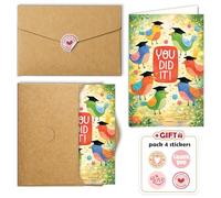 Hieprints You Did It Congratulations Funny and Cute Graduation Card Bird Design for Graduate Student or Teen Heartfelt Message for Graduation Gift Single 5.3'' x 8'' Folded with Envelope