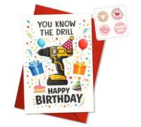Hieprints You Know The Drill Card - Power Tool Birthday Card For Father - Happy Birthday Card For Husband - Funny Handyman Birthday - Humorous Birthday Card For Boyfriend - Joke Handyman Card