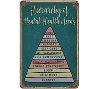 Hierarchy Of MentalNeeds Awareness Social Worke Aluminum Sign Vintage Funny Wall Art Decor Plaque Gift for Home Kitchen Bathroom Restaurant Garden Decorations 8x12 Inch