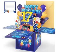 Hierein 17th Birthday Card, Pop Up Birthday Card for 17 Year Old Boy