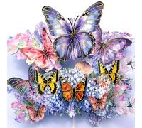 Hierein Birthday Cards for Women, Butterfly Hydrangea Happy Birthday Card