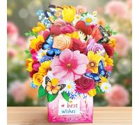 Hierein Butterfly Rose Birthday Cards for Women, 3D Pop Up Happy Birthday Cards for Female Mum Sister Daughter Wife, Popup Flower Greeting Cards for Anniversary, Thank You, Get Well, Mother’s Day