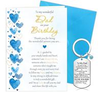 Hierein Dad Birthday Card, Blue Birthday Card for Dad with Keychain and Envelope, Special Birthday Card from Daughter Son, Gift for Him Dad Stepfather Godfather Daddy- Blank Inside