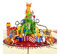 Hierein Merry Christmas Cards 2025, 3D Pop Up Christmas Tree and Cat Xmas Card, Xmas Gifts Decor Party, Surprise Xmas Gifts Holiday Greeting Cards for Mum, Sister, Daughter, Special Friend-15*20cm, UK