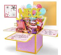 Hierein Niece Birthday Cards, Pink Pop Up Birthday Card for Niece, Sweet Happy Birthday Card for Girl Adult Female, 3D Popup Greeting Cards Gift Decoration from Auntie and Uncle