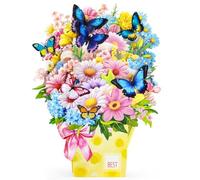 Hierein Pop Up Birthday Cards for Women, 3D Butterfly Daisy Birthday Cards for Women, Flower Bouquet Popup Gift Greeting Cards, Happy Birthday Card for Mum Wife Sister Daughter Granddaughter Female