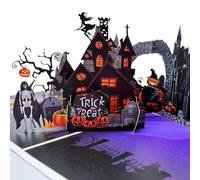 Hierein Pop Up Halloween Card, 3D Castle Skeleton Design Halloween Greeting Card, Surprise Gift Card for Halloween, for Family Members, Friends, Lover, Wife, Husband, Mum, Brother, Halloween Decor