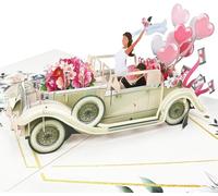 Hierein Pop Up Wedding Card, 3D Just Married Wedding Cards for Bride and Groom, Anniversary Card for Couple, Gift Greeting Card for Engagement, Marriage, Anniversary, New Home