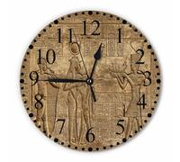 Hieroglyphic Carvings Wall Clock 10 Inch Battery Operated Exterior Walls Ancient Egyptian Temple Clock Silent Non-Ticking Modern Clocks Decorative for Home Kitchen Living Room Bathroom Office