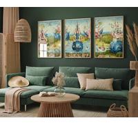 Hieronymus Bosch Set of Three Paintings Garden of Earthly Delights Art Print - 3x A4 Canvas - Triptych mounted on pine frames readu to hang BensArt Triptych set 3 Three Stretched Mounted Multi Panel