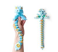 HiesDeosn 3D Printed Axolotl Fidget, Big 3 d Print Flower Axolotls Dragon with Flexible Wings, 12 inch Wiggly Hand-Paint Articulated Large Creatures Blue & Gold