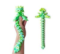 HiesDeosn 3D Printed Axolotl Fidget, Big 3 d Print Flower Axolotls Dragon with Flexible Wings, 12 inch Wiggly Hand-Paint Articulated Large Creatures Green & White