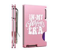 HIESGIE Birthday Gifts for Women, Anniversary Christmas Thank You Gifts for Mom Daughter Wife, Engraved Wallet with Money Clip, Minimalist Metal Card Holder, Pink-In My wifey Era, Gifts Collections