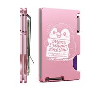 HIESGIE Birthday Gifts for Women, Anniversary Christmas Thank You Gifts for Mom Daughter Wife, Minimalist Metal Card Holder, Engraved Wallet with Money Clip, Pink-to Mom, Gifts Collections