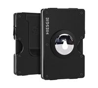 HIESGIE Minimalist Aluminum AirTag Wallet for Men, Front Pocket RFID Blocking Credit Card Holder, Slim Mens Metal Wallet with Removable Money Clip, Matte Black - AirTag Not Included