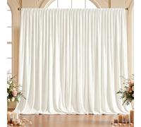 Hietaap 10x10ft Wrinkle Free White Backdrop Curtain for Parties, Soft Wedding White Curtain Backdrop, Polyester Photo Backdrop Drapes for Birthday Party Baby Shower Photography Background