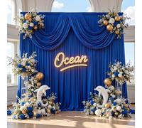 Hietaap 20x10ft Wrinkle Free Royal Blue Backdrop Curtain for Parties, Soft Wedding Blue Curtain Backdrop, Polyester Photo Backdrop Drapes for Birthday Party Baby Shower Photography Background