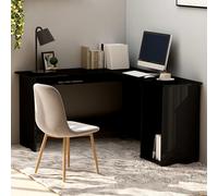 hieu corner l-shaped high gloss computer desk in black