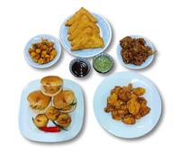 HIF - Pakora Party Platter | 6 Authentic Indian Street-Style Snacks & Chutneys | Chicken Pakora, Cauliflower 65, Onion Pakora, Bread Pakora, Vada Pav | Frozen & Ready-to-Heat | No Preservatives