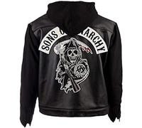 HiFacon Mens Leather Vest Jax Teller Jacket Motorcycle Faux Leather Vest Cosplay Biker Club California