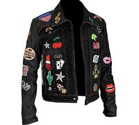 HiFacon Men's Taron Egerton Blue Denim Rocketman Jacket with Patches