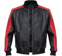 HiFacon Ryan Gosling Mens Miami The Vice Stunt Team Lightweight Red Black Bomber Jacket